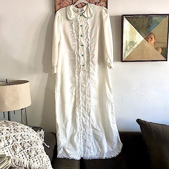 VINTAGE CHRISTIAN DIOR DESIGNER MAXI DRESS NIGHT GOWN SLEEP DRESS LOUNGEWEAR M
